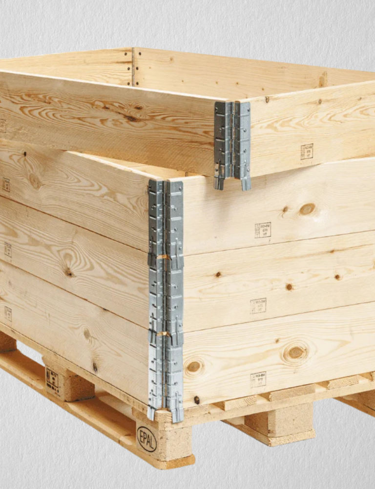 Wooden pallet collars manufacturer and supplier in Saudi Arabia stackable foldable and reusable for logistics and warehousing