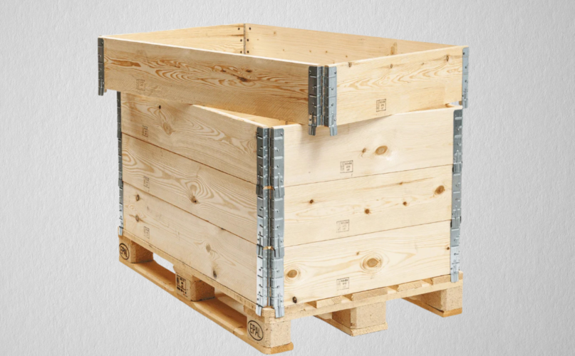 Wooden pallet collars manufacturer and supplier in Saudi Arabia stackable foldable and reusable for logistics and warehousing