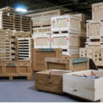 Wooden packing box with hinged lid reusable for ongoing dispatch operations Saudi Arabia