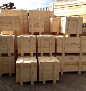 ISPM-15 certified wooden packing box for international export from Saudi Arabia KSA